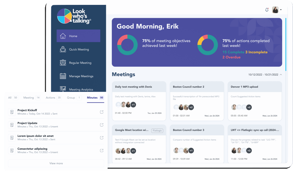 Look Who’s Talking dashboard screenshot