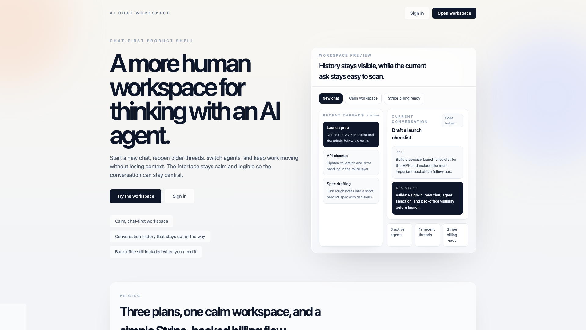 AI Chat Workspace preview