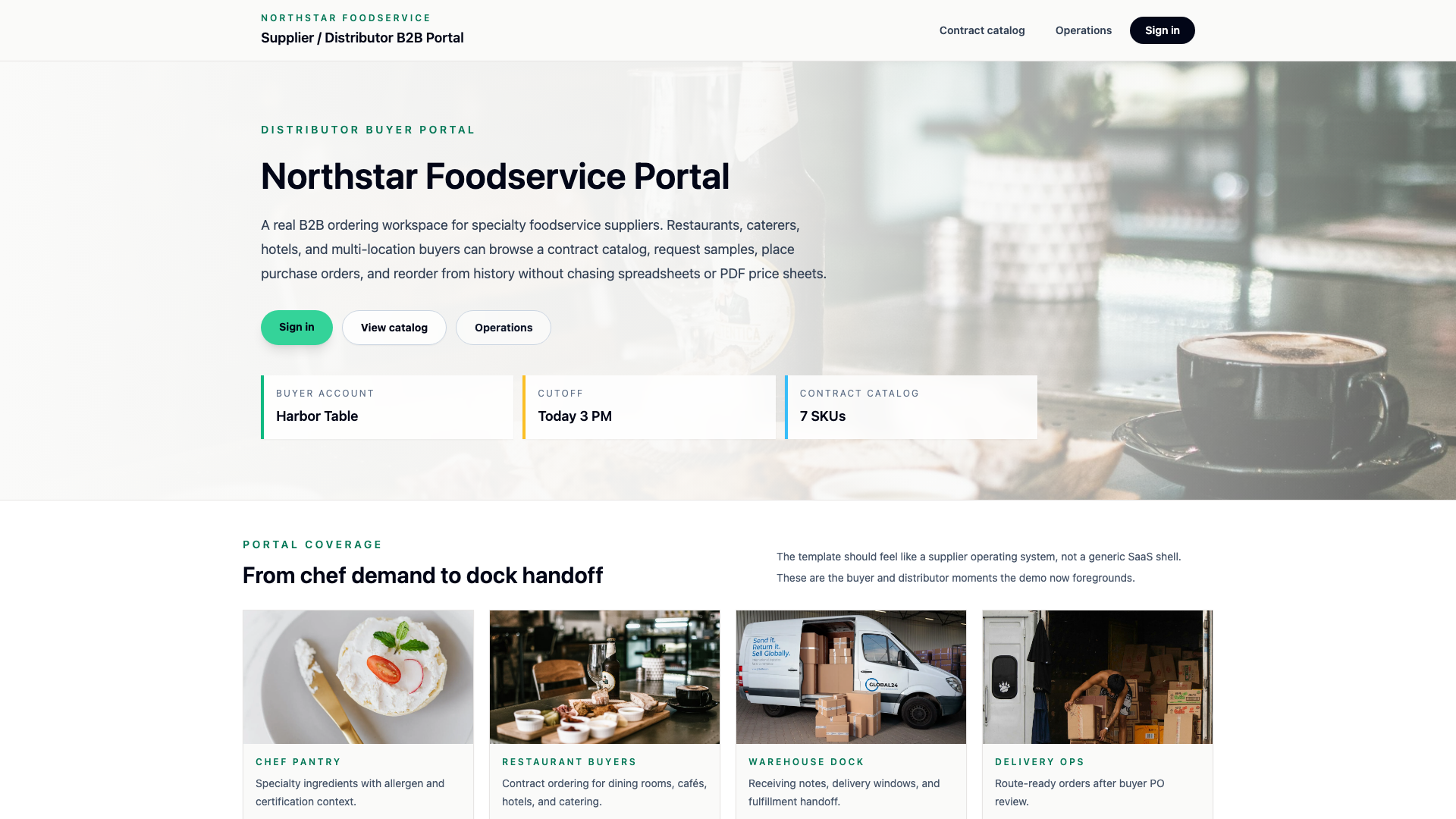 Foodservice Business Portal preview